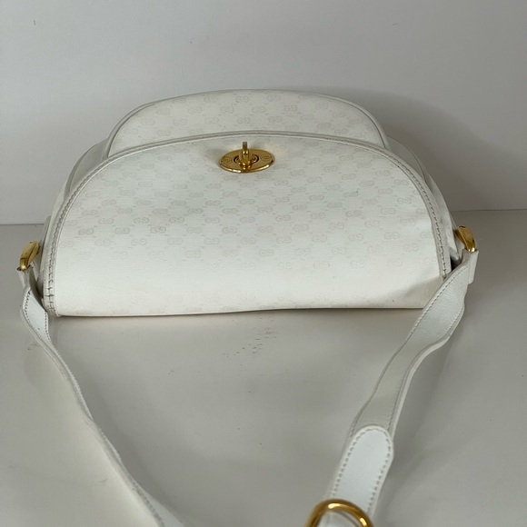 Gucci GG Supreme Vintage White Leather Canvas Crossbody Bag - Picture 7 of 15